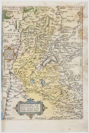 Carte de la Savoie et Bourgogne, Genève: "Sabaudiae, et Burgondiae comitatus descriptio" (reprodu...