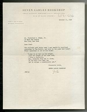 [ALS]: Letter to Frederick B. Adams Jr., quoting Robert Frost