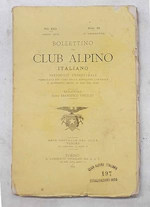 Bollettino del Club Alpino Italiano. N. 39. 3° trimestre 1879.