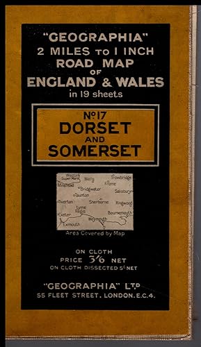 GEOGRAPHIA -- DORSET and SOMERSET On CLOTH No.17 -- 2 Miles to 1 Inch Road Map of England & Wales