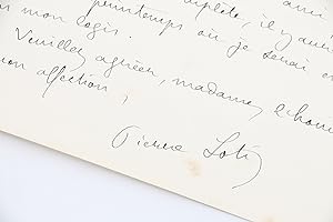 Lettre autographe signée de Pierre Loti adressée vraisemblablement à Julia Daudet dans laquelle i...