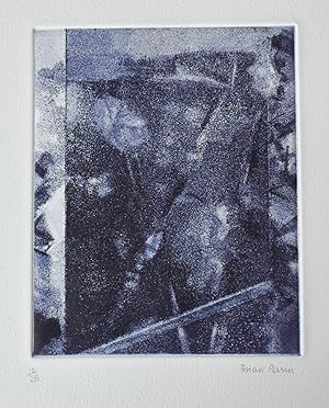 Brian Perrin etching printed in blue on hand made wove paper 10/ 25 copies