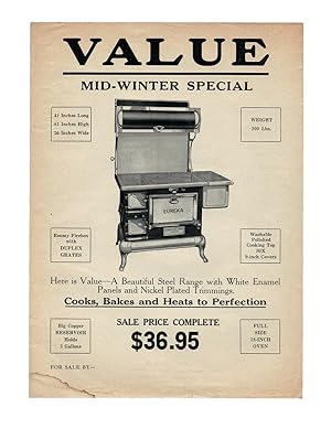 [Ad Ephemera] Vintage Ad Leaflet for "Eureka" Stoves "Cooks, Bakes and Heats to Perfection"