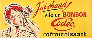 1940's French Advertising Poster - J'ai Chaud! Vite un bonbon Codec rafraichissant