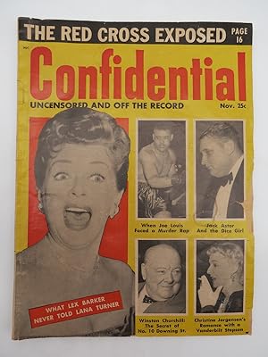 CONFIDENTIAL MAGAZINE, NOVEMBER 1954 (LANA TURNER, JOE LOUIS, JACK ASTOR, WINSTON CHURCHILL, CHRI...