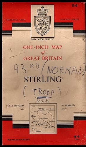 Ordnance Survey Map: STIRLING One-Inch Map of Great Britain. Sheet No.54 1961 ON CANVAS