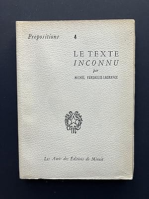 Le Texte Inconnu [ ENVOI de l' Auteur ]