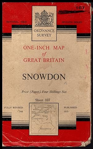 Ordnance Survey Map: SNOWDEN One Inch Map of Great Britain Sheet N0.107 1953