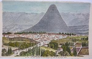 orig. kolor. Holzstich Die Stadt Arequipa vor dem Erdbeben von 1868 mit dem Vulkan Misti ( Peru )
