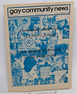 GCN: Gay Community News; the gay weekly; vol. 5, #38, April 8, 1978: US Bureau of Prisons to Meet...