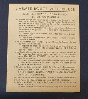 Tract de la Résistance Communiste - L'Armée rouge victorieuse