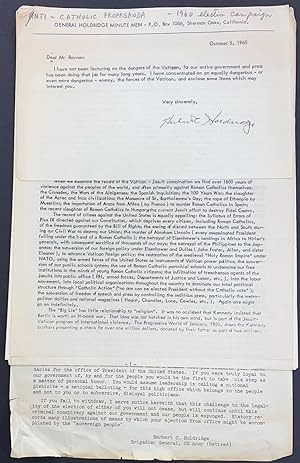 [Five anti-Catholic items from the 1960 presidential campaign opposing John F. Kennedy, with a si...