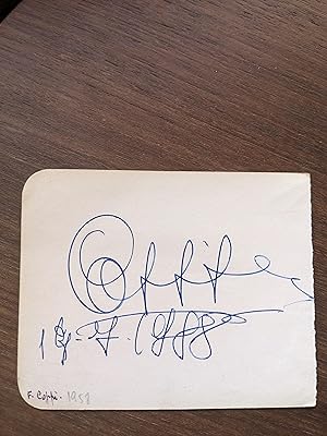 Card signed by Fausto Coppi on one side and by Fernand Ledoux on the other. (autographe / autograph)