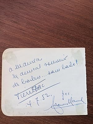 Card signed by Pierre Dac on one side and by Francis Blanche on the other (autograph / autographe)