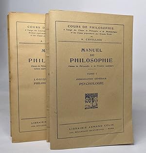 Lot de 2 "Manuel de philosophie" - tome 1 introduction générale psychologie / tome 2 logique - mo...