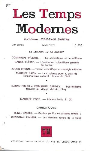 La Science et la Guerre (Les Temps Modernes, n.320 - mars 1973)