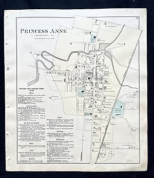1877 Hand-Colored Street Map of Princess Anne, Somerset County, Maryland