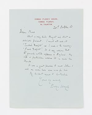 An autograph letter signed 'Evelyn Waugh' to Maro Stathatos, thanking her for a present of 'Greek...