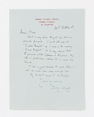 An autograph letter signed 'Evelyn Waugh' to Maro Stathatos, thanking her for a present of 'Greek...