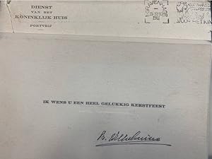 Christmas card sent by princess Wilhelmina van Oranje-Nassau to M. de Heer (Vlaardingen) 1961.