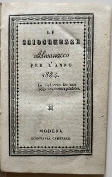 Le Sciocchezze Almanacco per l'Anno 1834.