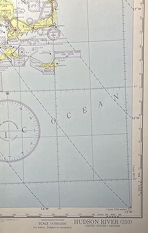 World War II AAF Aeronautical Chart, Hudson River, United States~Canada