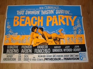 Beach Party Original Quad Movie Poster Starring Dorothy Malone, Frankie Avalon, Annette Funicello
