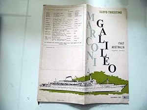 LLYOD TRIESTINO MARCONI GALILEO ITALY - AUSTRALIA EXPRESS SERVICE November 1962 No.1