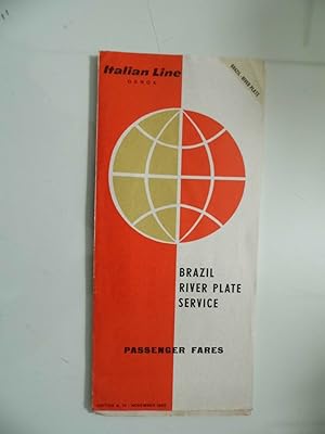 ITALIAN LINE GENOA BRASIL RIVER PLATE SERVICE PASSENGER FARES Edition N. 19 NOVEMBER 1962