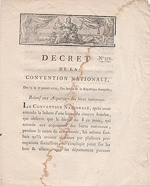 Décret de la Convention nationale des 13 et 17 janvier 1793, l'an second de la République françai...