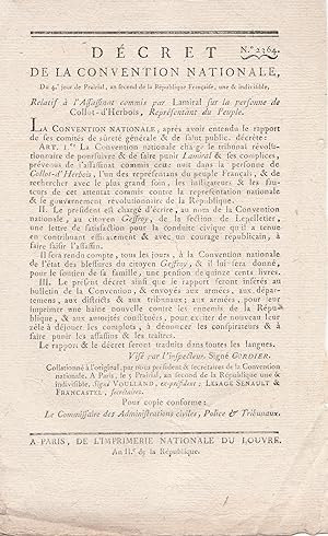 Décret de la Convention nationale du 4e jour de Prairial, an second de la République française, u...