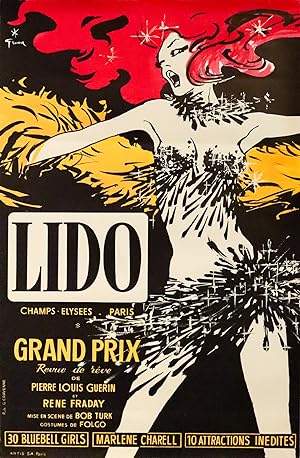 1960s Vintage French Cancan Poster, Lido "Gala Revue" - Rene Gruau