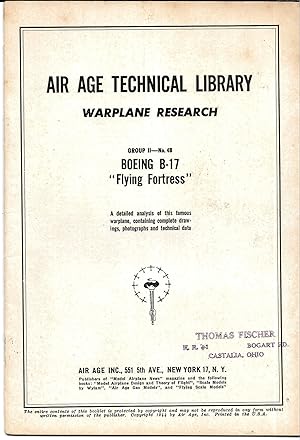 AIR AGE TECHNICAL LIBRARY, WARPLANE RESEARCH. BOEING B-17,"Flying Fortress." Group II - No. 4B.
