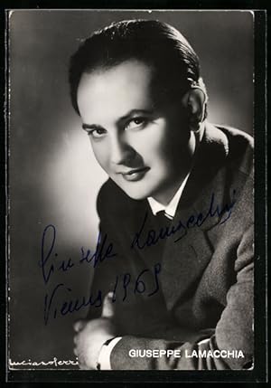 Ansichtskarte Opernsänger Giuseppe Lamacchia mit original Autograph