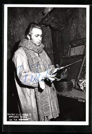 Ansichtskarte Opernsänger Arturo Testa in La Boheme, original Autograph