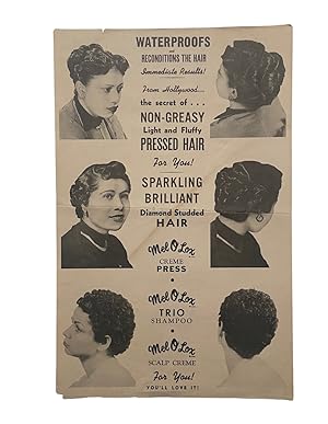 Mel O Lox 1954 Broadside Poster for African American Hair Products