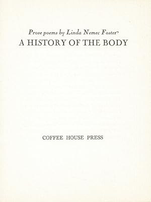 A history of the body. Prose poems
