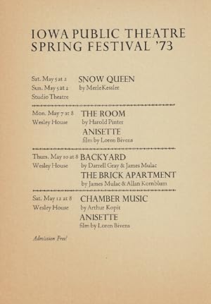 Iowa Public Theatre / Spring Festival '73