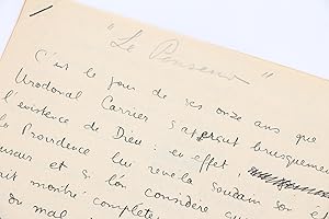 Le Penseur  Ronéotype avec titre autographe du manuscrit complet de la nouvelle