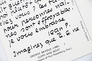 Carte postale autographe signée et adressée à l'éditrice de son ouvrage Paroles transparente Feli...