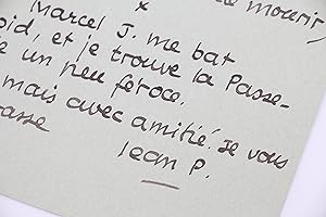 Lettre autographe signée et adressée à Felia Leal, éditrice de son ouvrage Paroles transparentes ...