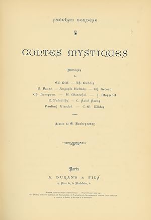 CONTES MYSTIQUES. Musique de A.Holmès - Ed. Diet - Th.Dubois - G.Fauré - Ch.Lecocq - Ch.Lenepveu ...
