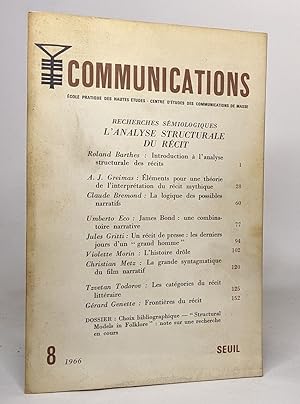 Communications - recherche semiologiques l'analyse structurale du recit - n°8 1966