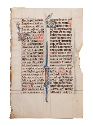A leaf from an illuminated Breviary for Cistercian use, in Latin [Picardy, perhaps Amiens, c.1290s]