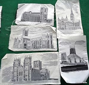 English Cathedrals. 9 Jacquard Loom silk pictures c1960