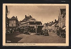 Carte postale Magny-en-Vexin, La Place de la Halle