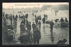 Carte postale Enghien-les-Bains, Patinage sur le Lac