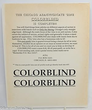 The Chicago ARA/Syndicate 'Zine Colorblind is complete!! [handbill]