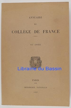 Annuaire de Collège de France 62e année