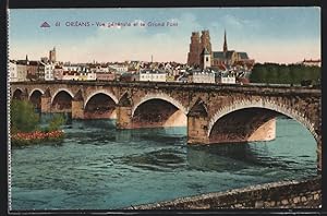 Carte postale Orléans, Vue générale et le Grand Pont